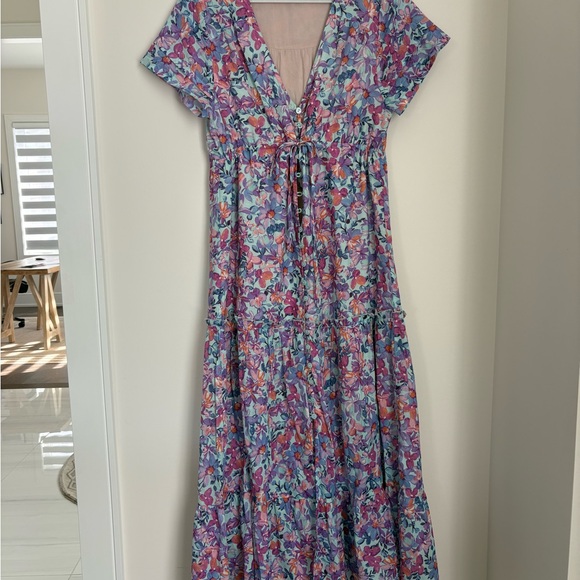 Love Stitch Multicolor Floral Shabby Chic Maxi Dress Loveshack Fancy Boho Spring - Picture 2 of 6